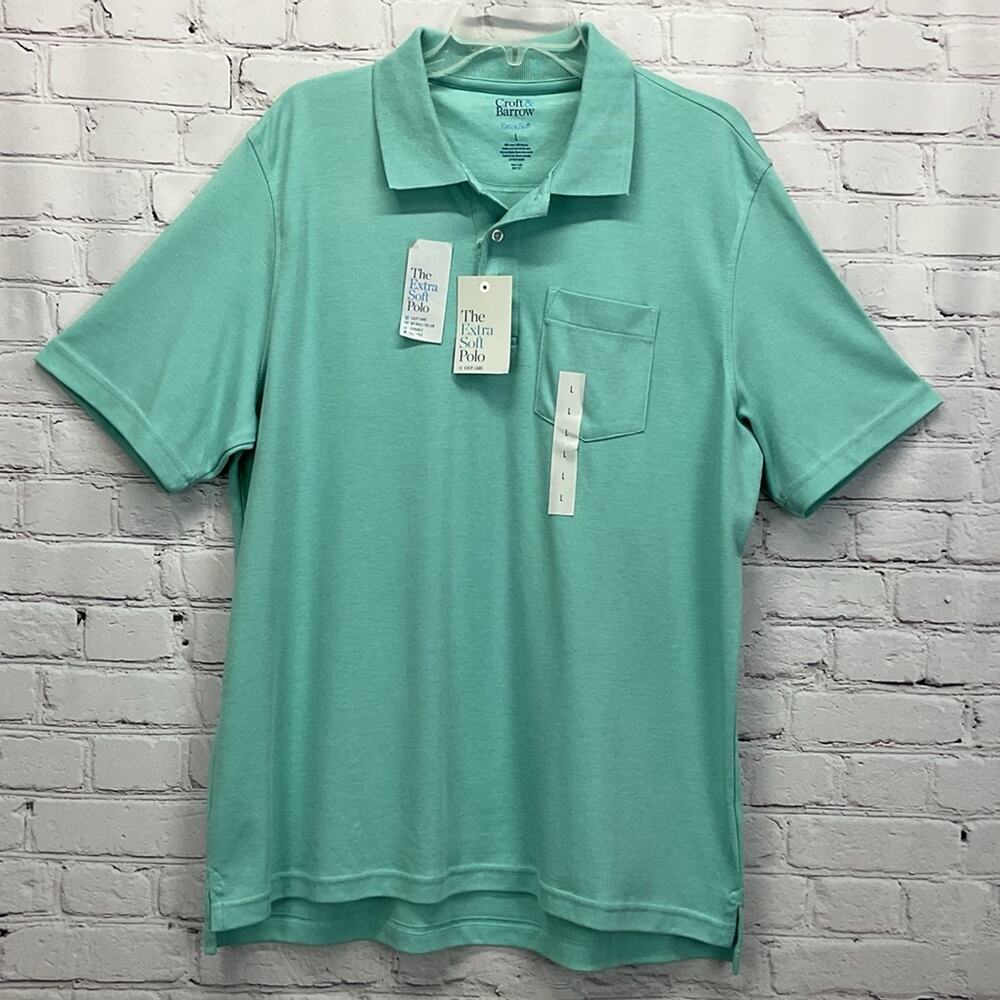 Croft & Barrow Polo Shirt Men's Size L Mint Green Spring Golf Athleisure Travel - Picture 4 of 5